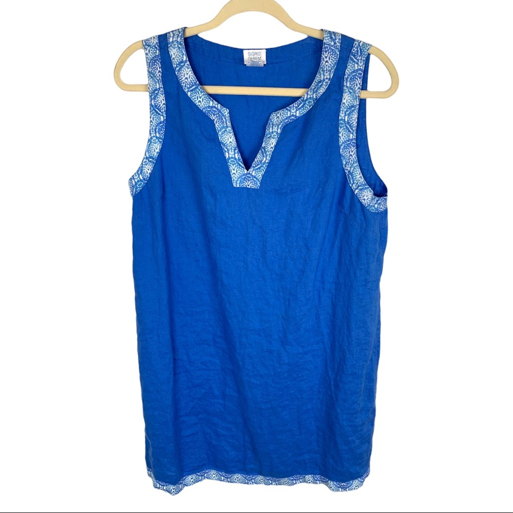 Sigrid Olsen Linen Tank Dress | Blue | Women’s Medium